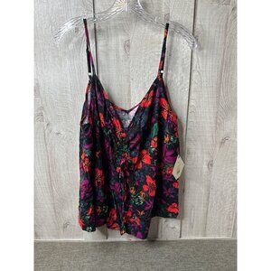 Ava & Viv Floral Print Camisole Top Women Size XXL Black Red Purple Cami